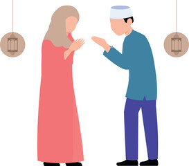A boy and a girl are standing.