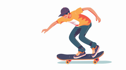 Young modern man riding a skateboard. 