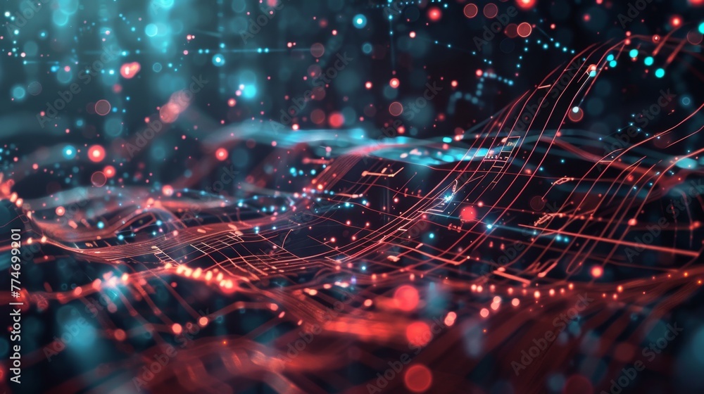 Poster Abstract Network Visualization Showcasing AI Technology