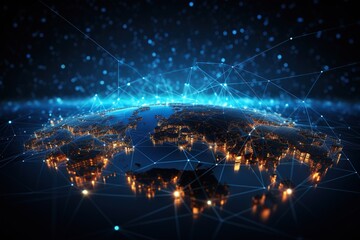 Global Network Connectivity Over Earth Visualization. 