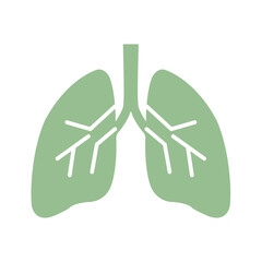 Vector icon of lungs on a white background. The vector icon of the lungs is green. Take care of your health. Flat vector design. Graphic illustration of eps 10