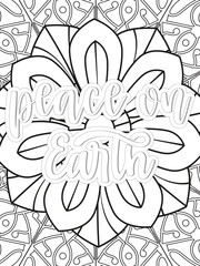 Keychain-Quotes Flower Coloring Page Beautiful black and white illustration for adult coloring book