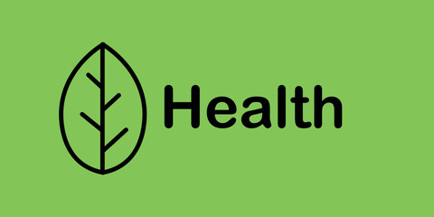Vector banner about health on a green background. A leaf icon on a green background. Take care of your health. Vector banner. EPS 10 Graphic Design