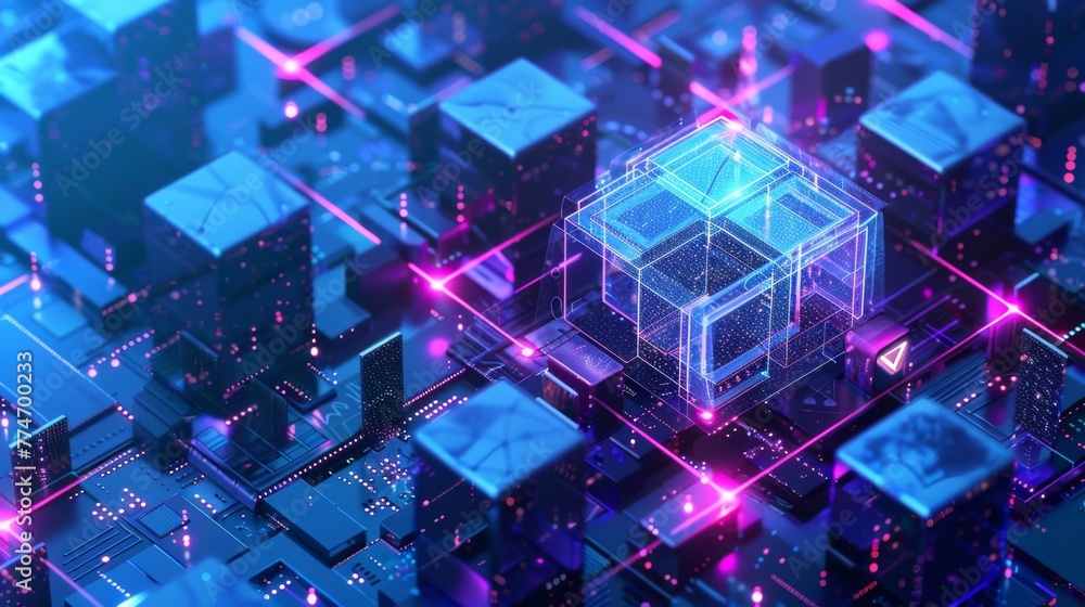 Poster advanced ai technology in a futuristic data center