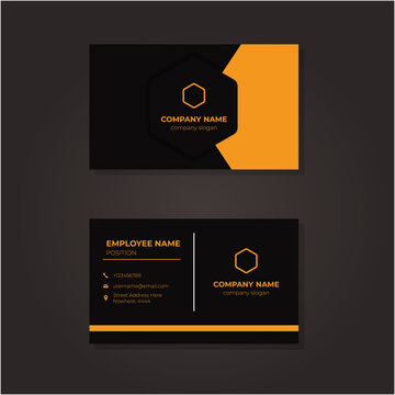 Elegant minimal black and yellow business card template