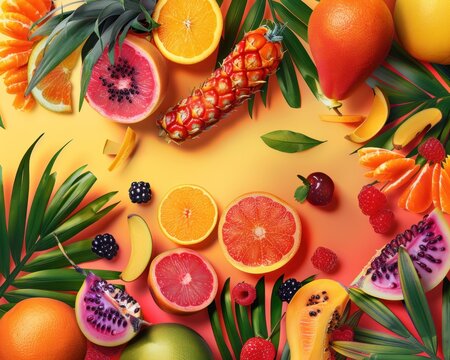 Create a poster for a tropical fruit tasting event