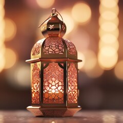 Obraz premium Eid mubarak and ramadan kareem greetings with islamic lantern and mosque. Eid al fitr background