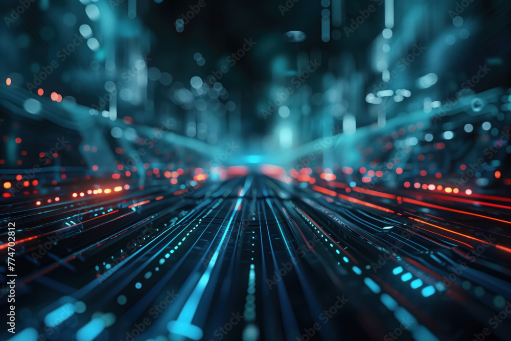 Poster futuristic tunnel of light. background image. created with generative ai technology.