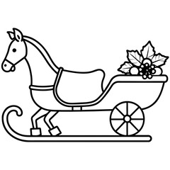 horse carriage illustration with vector art silhouette 
