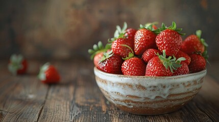 Fresh Strawberries in a Bowl A Delicious and Nutritious Snack for the Whole Month Generative AI - obrazy, fototapety, plakaty