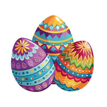 Easter eggs art drawn paint on white background