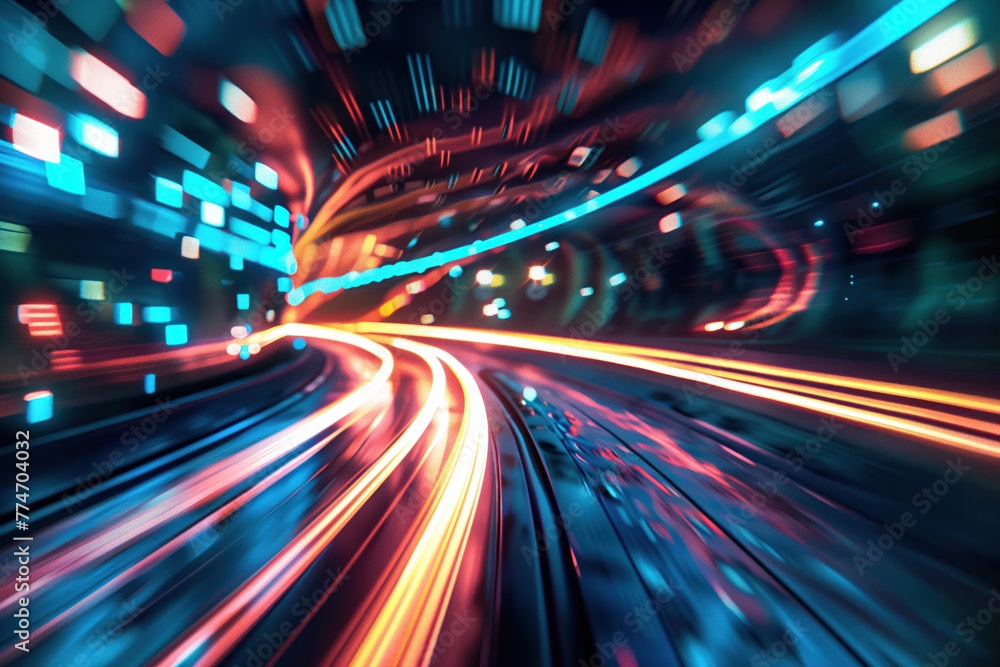 Poster futuristic tunnel of light. background image. created with generative ai technology.