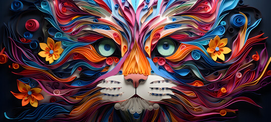 paper quilling cat, ai generative