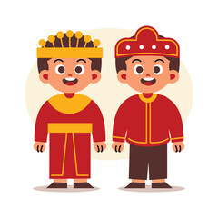 Couple Wear Indonesian Traditional Clothes of Gorontalo