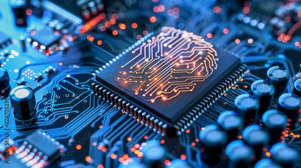 Aufkleber Computer Chip Placed on Circuit Board