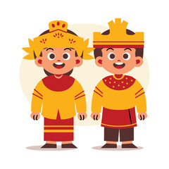 Couple Wear Indonesian Traditional Clothes of North Kalimantan