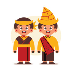 Couple Wear Indonesian Traditional Clothes of East Nusa Tenggara