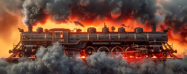Steam locomotive Professional steampunk background - obrazy, fototapety, plakaty