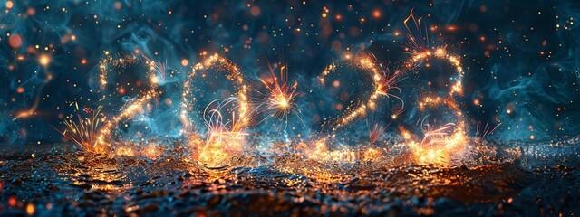 Celebrate the New Year with a Sparkling Firework Display Generative AI - obrazy, fototapety, plakaty