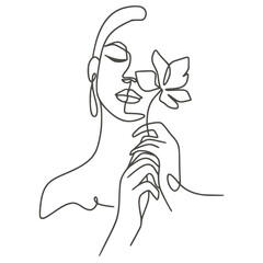 Illustration of a silhouette/Line-art of a Women For Decor (POD) 