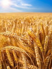 Closeup image of Golden Wheat Field Background