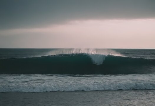 Big breaking Ocean wave on a sandy beach on the north shore of Oahu Hawaii