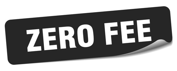 zero fee sticker. zero fee label - obrazy, fototapety, plakaty