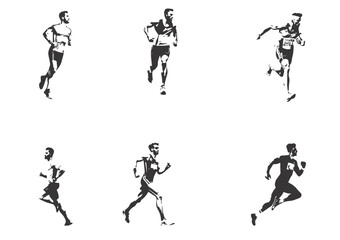 silhouette of man running. vector people running silhouettes