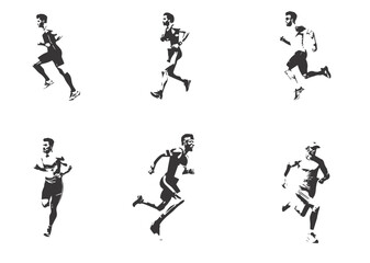silhouette of man running. vector people running silhouettes