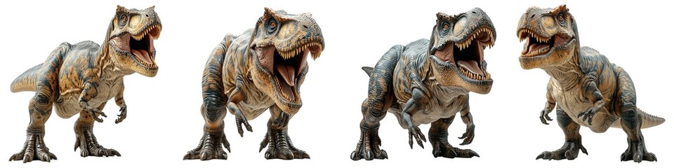 Set of Tyrannosaurus isolated on transparent background