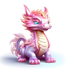 A Dragon With Blue And Pink Wings Sits On Grey Background Ai Genrated Free PNG and Clipart