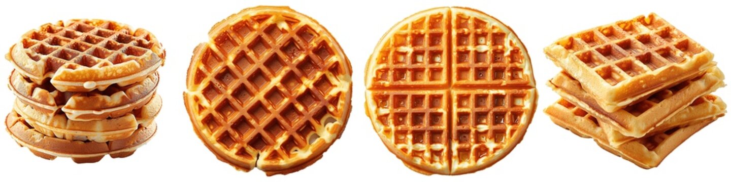 Belgian waffles isolated on transparent background