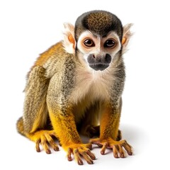 Obraz premium Squirrel Monkey in natural pose isolated on white background, photo realistic