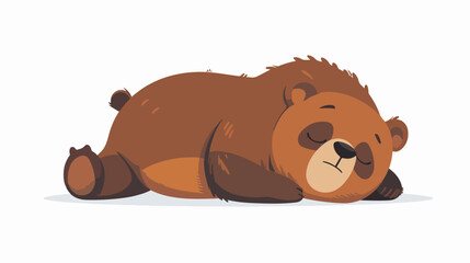 Tired little bear cartoon flat vector  - obrazy, fototapety, plakaty