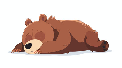 Obraz na płótnie Canvas Tired little bear cartoon flat vector 