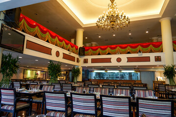 Interior view of a luxurious and cozy Brazilian barbecue restaurant