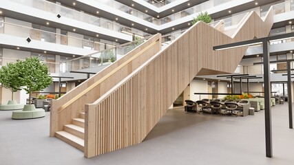 modern office building with stairway - 774709089