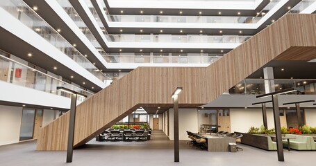 modern office building with stairway - 774709096