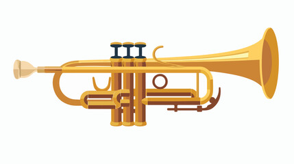 Obraz na płótnie Canvas Trumpet musical instrument icon flat vector 