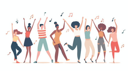 Music event illustration. Dancing people flat vector