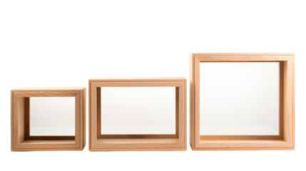 Three empty wooden frames resting on a blank canvas, awaiting their tales