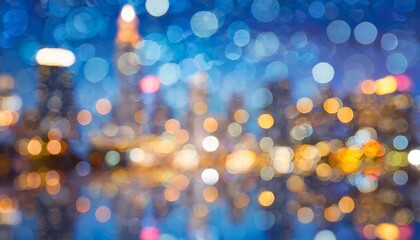 Obraz premium Cityscape Symphony: Abstract Circular Bokeh Lights in Blurred Urban Scene