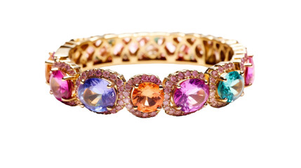 A radiant ring adorned with a kaleidoscope of vibrant colored stones