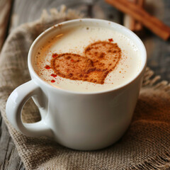 A cup of cappuccino with a heart.