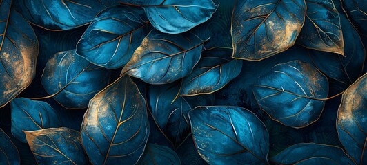 Autumn Leaves in Blue A Vibrant Display of Seasonal Charm Generative AI