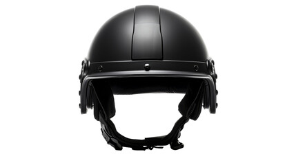 Naklejka premium A sleek black helmet stands out against a clean white background