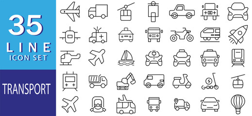 Linear car icons set. Universal car icon to use in web and mobile ,car basic elements set