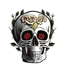 Skull and Crossbones Tattoo Vector Illustration on white Background