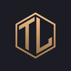 Elegant Hexagon Letter TL Logo Design. Initial Luxurious TL Logo Template