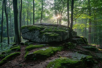 A Rocky Path in the Woods A Sunny Day in May Generative AI